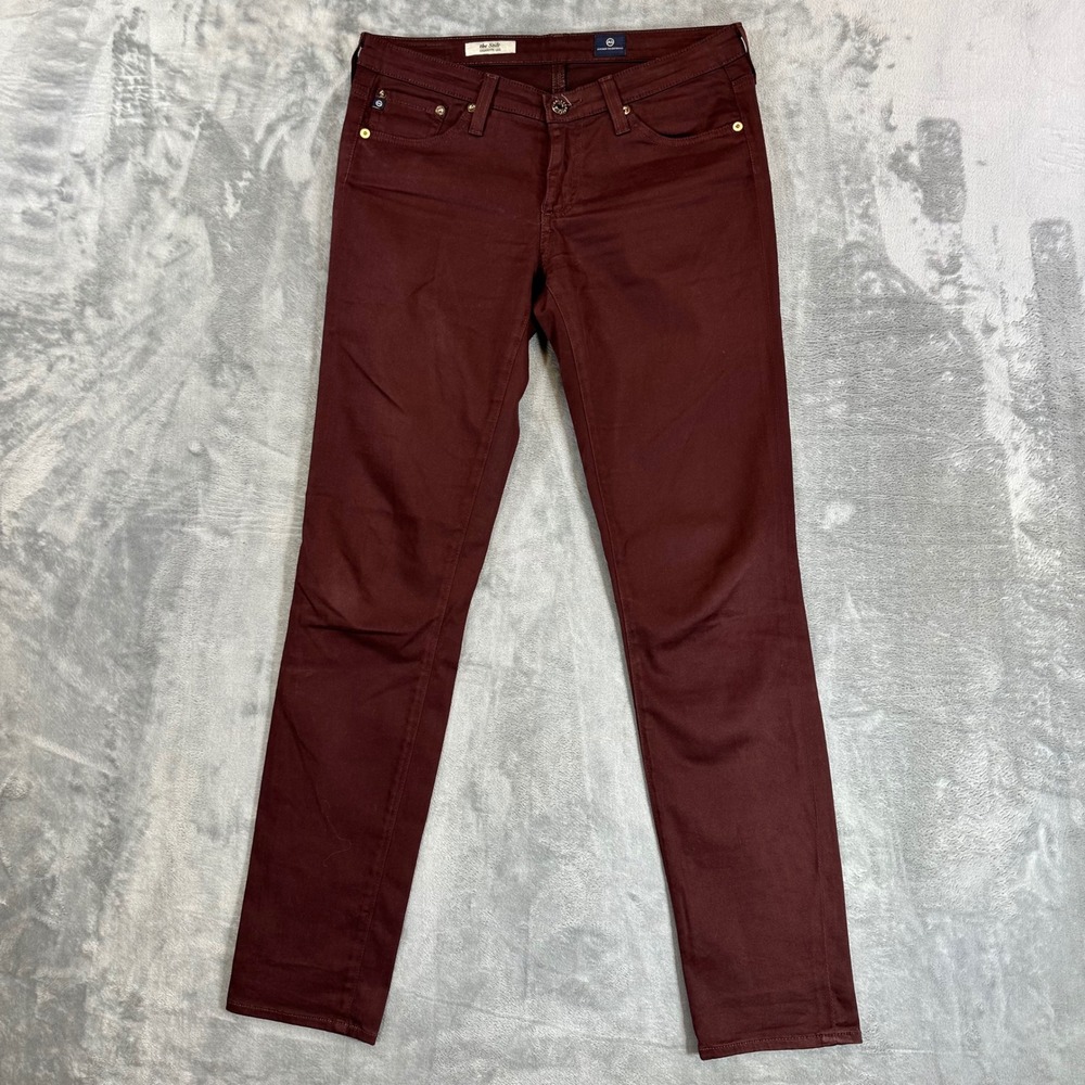 AG Adriano Goldschmied The Stilt Cigarette Leg Jeans Women's Size 27R Burgundy